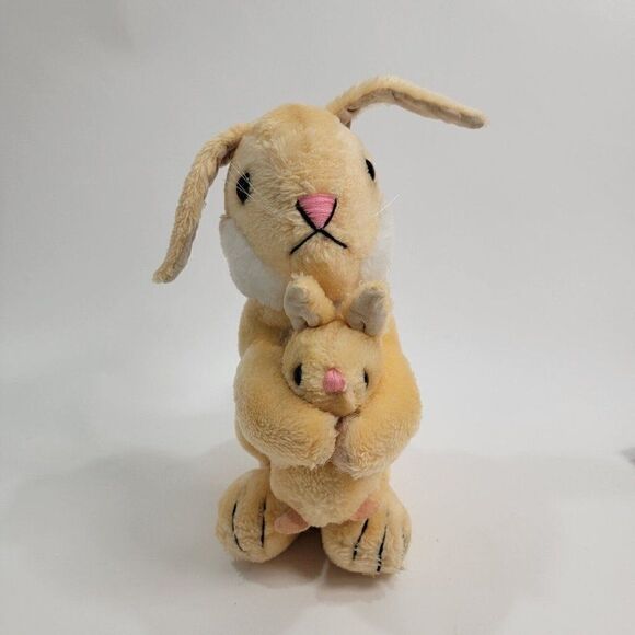 Vintage Dakin 1976  Bunny Rabbit Mama And Baby Stuffed Animal Plush - Picture 1 of 11